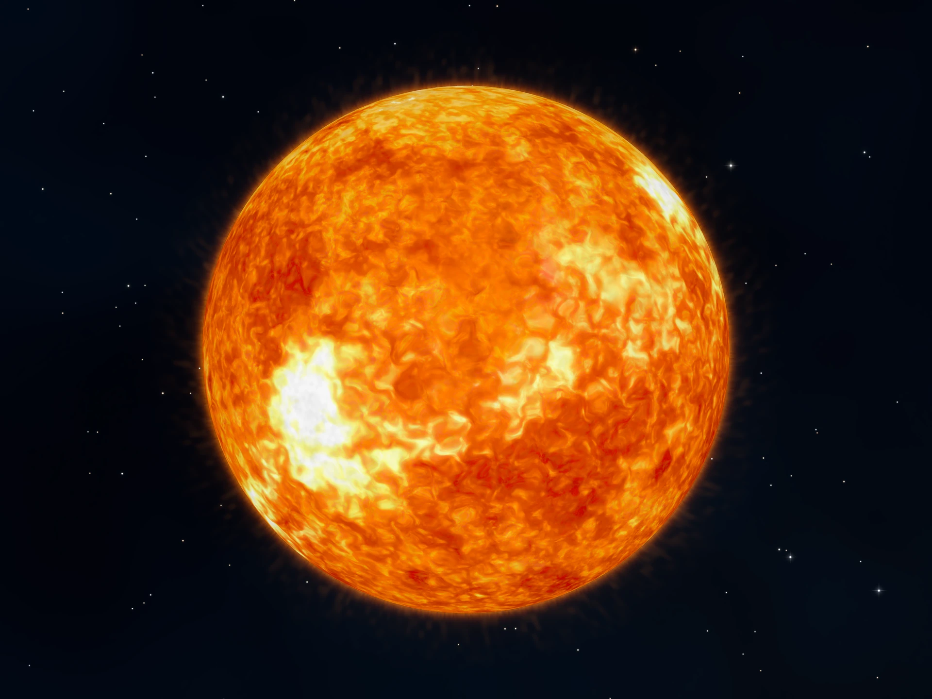 The app’s visualization of the Sun, with an orange surface and luminous corona.